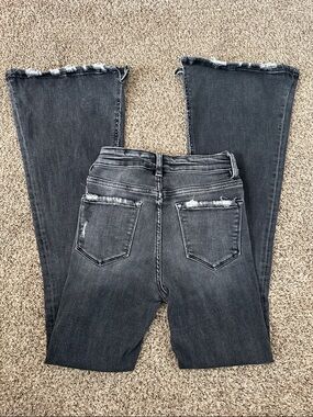 Flying Monkey Black Distressed Mid Rise Flare Jeans